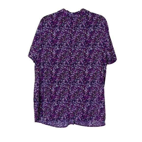Catherines Women's Speckle V-Neck Collared Short Sleeve Top Size 14/16W Purple - Picture 3 of 7